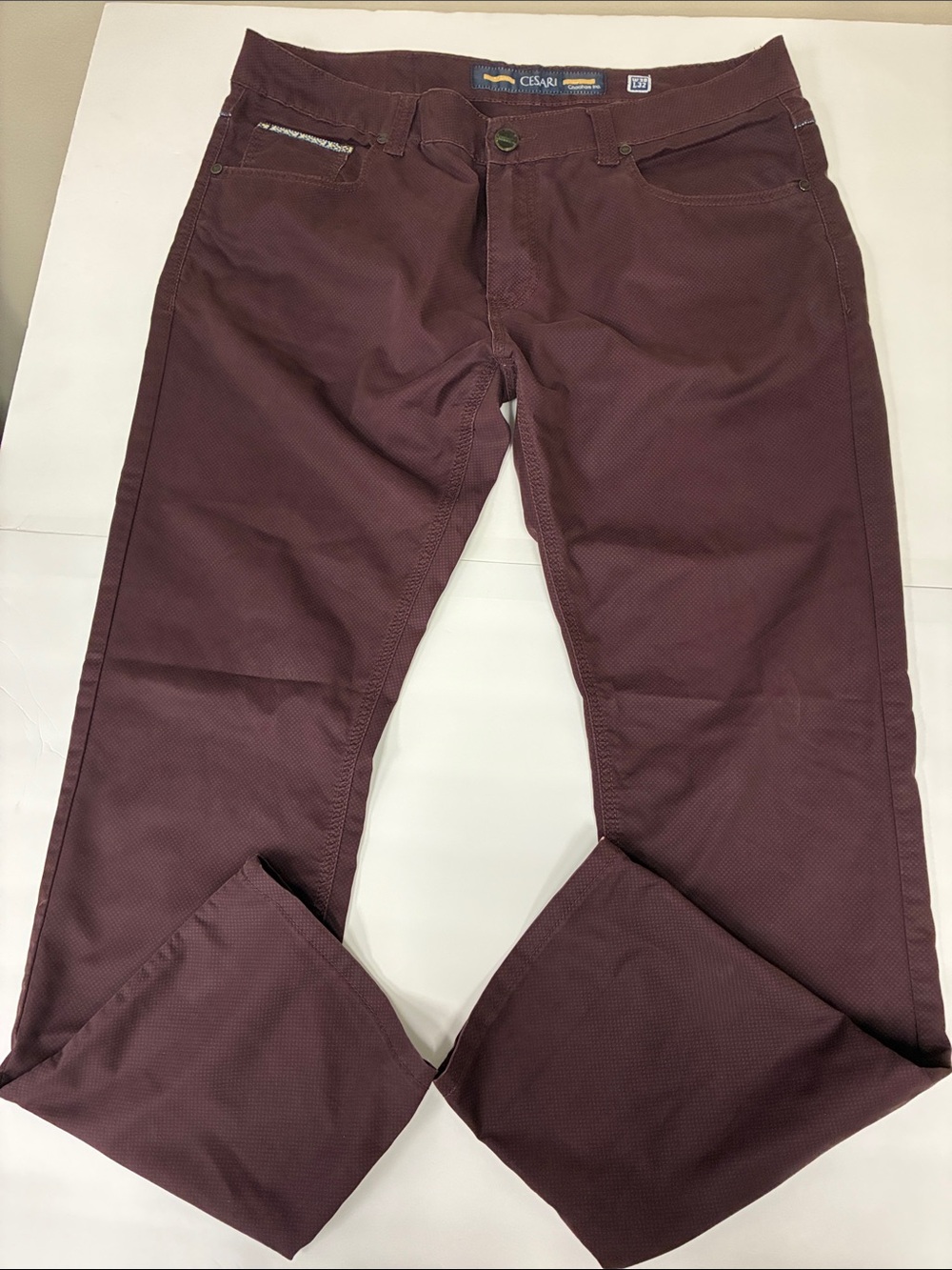 Cesari Slim Chinos Pants in Burgundy for Men